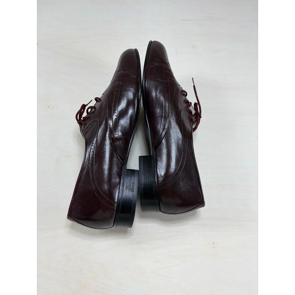Pierre Cardin Mens Burgundy Leather Wingtip Oxfords Dress Shoes Size10.5 D Spain
